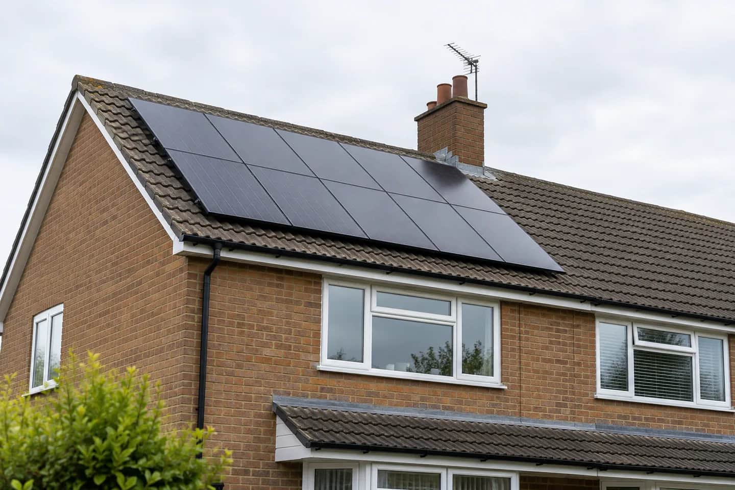 Solar panels on a tiled residential roof