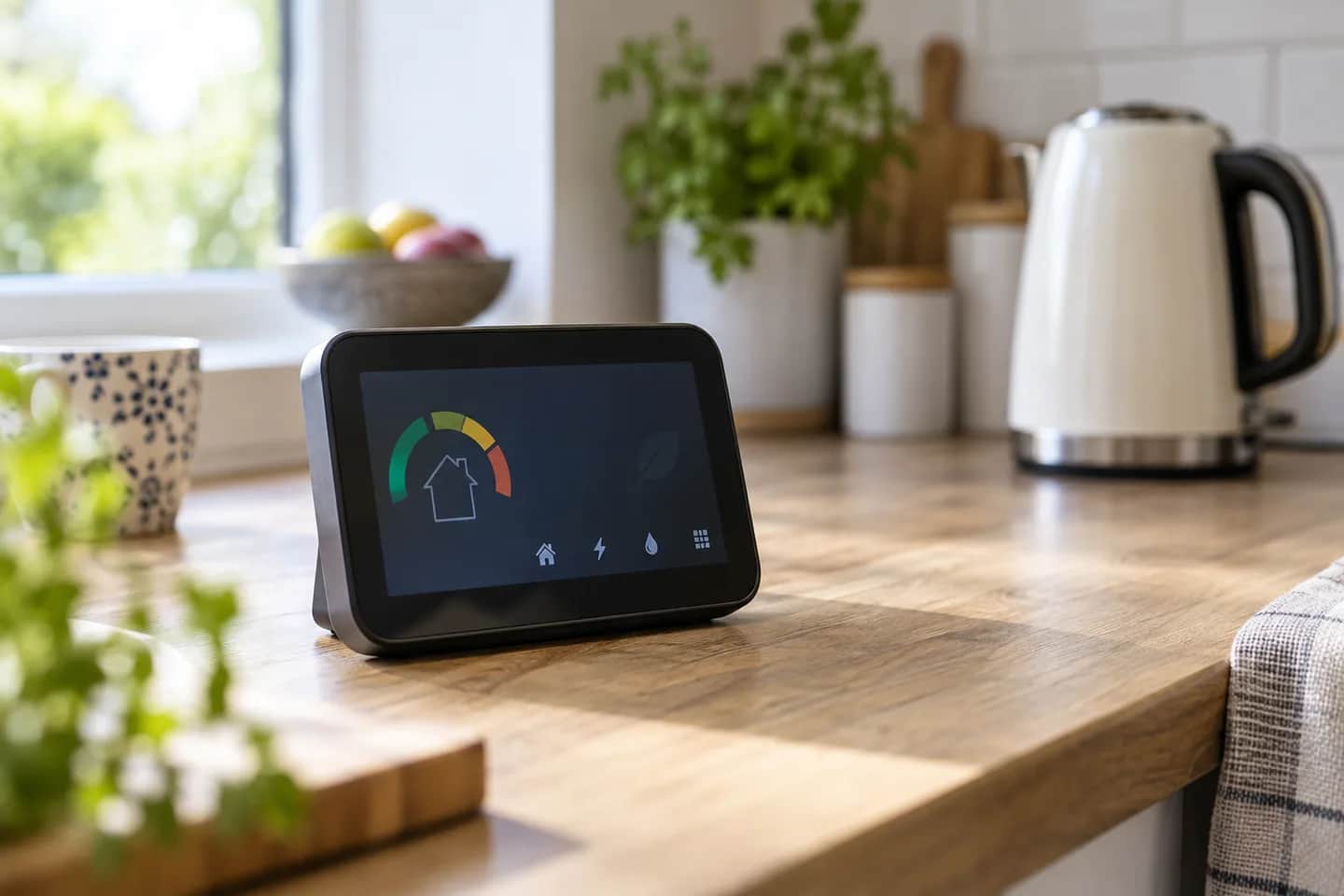 Home energy display on a kitchen counter
