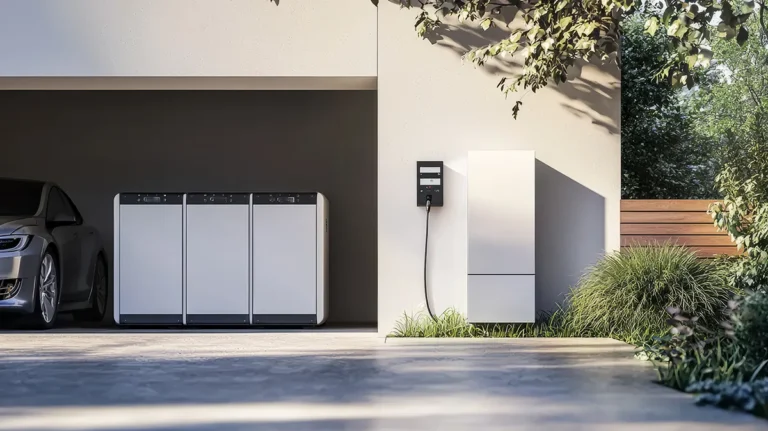 A modern home with electric car solar battery storage system