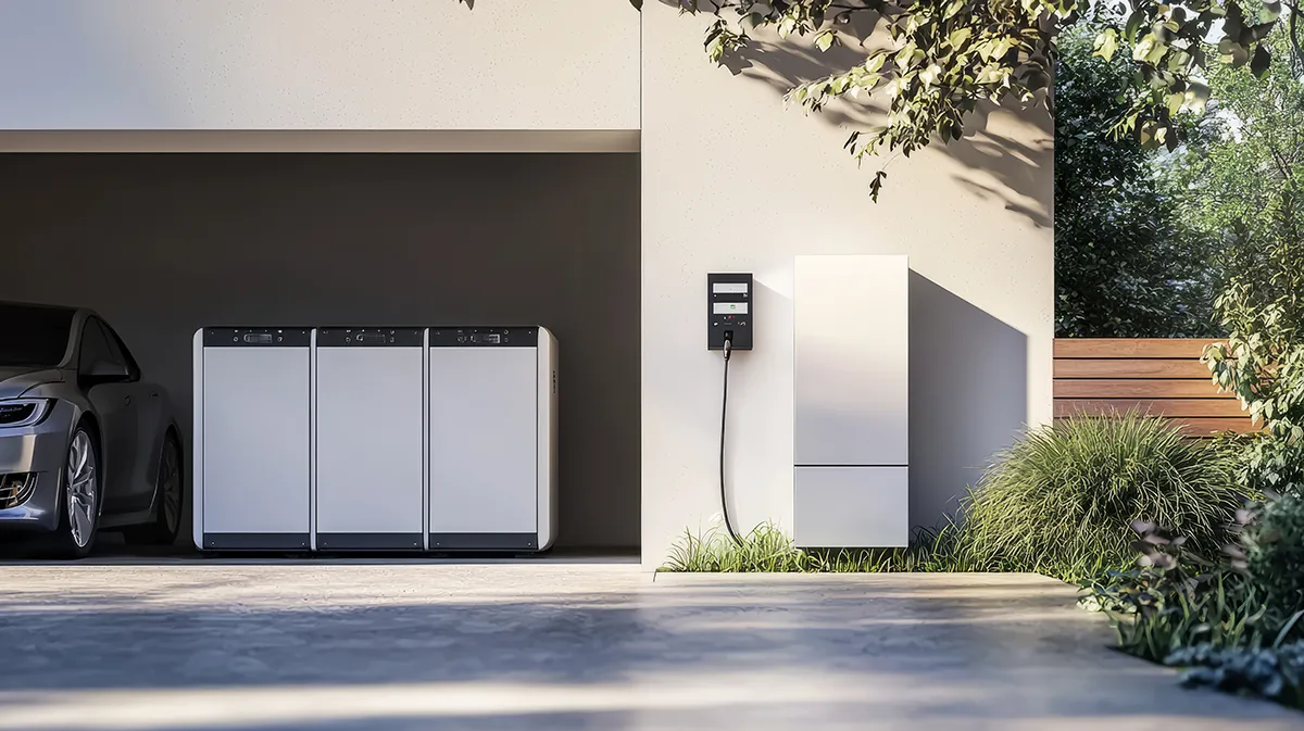 A modern home with electric car solar battery storage system